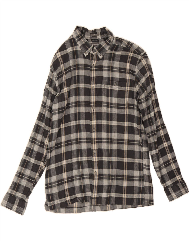 EDDIE BAUER Mens Classic Fit Flannel Shirt Large Grey Check Cotton Vintage Eddie Bauer and Second-Hand Eddie Bauer from Messina Hembry 