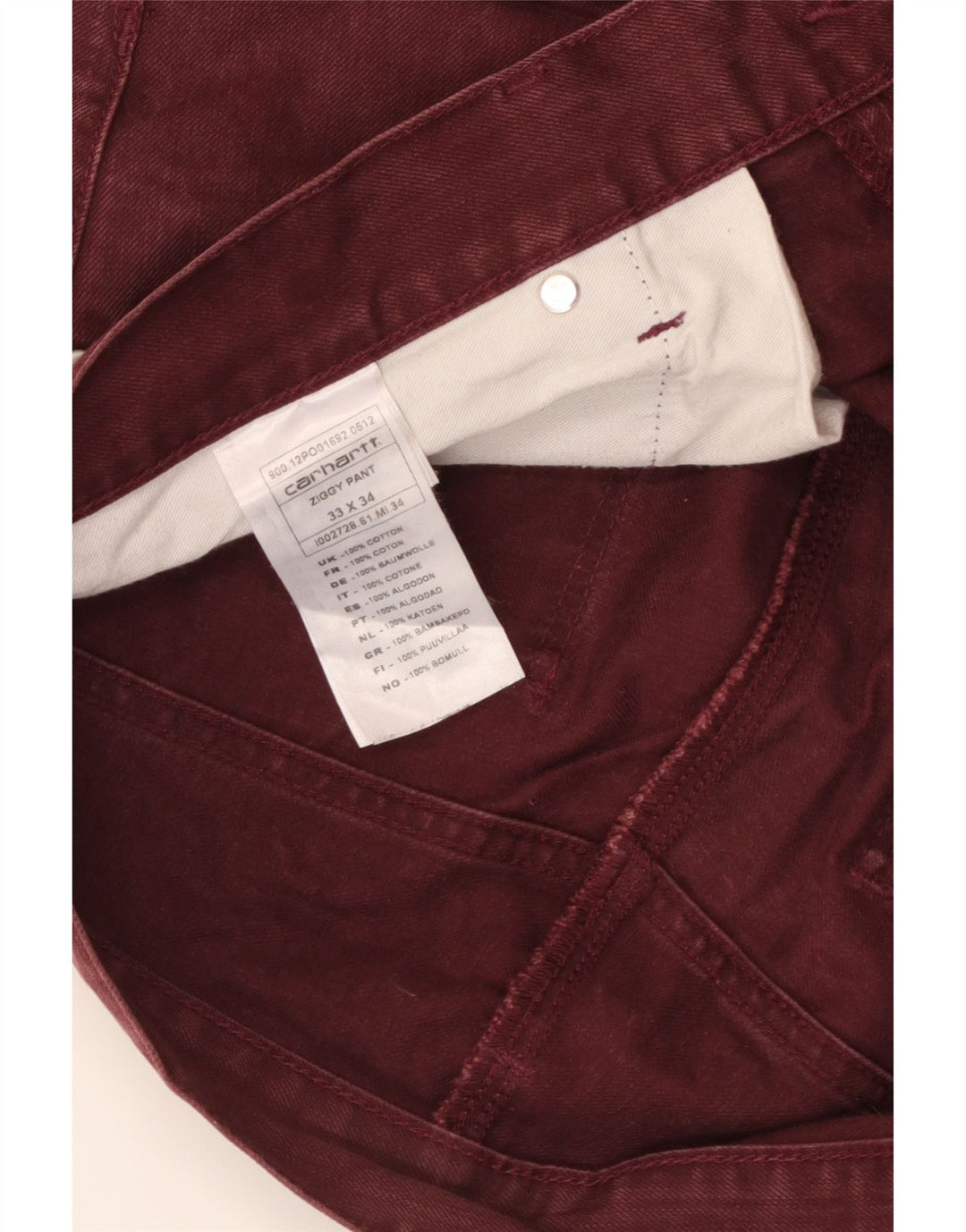 Blugi slim pentru bărbați CARHARTT W33 L34 Burgundy