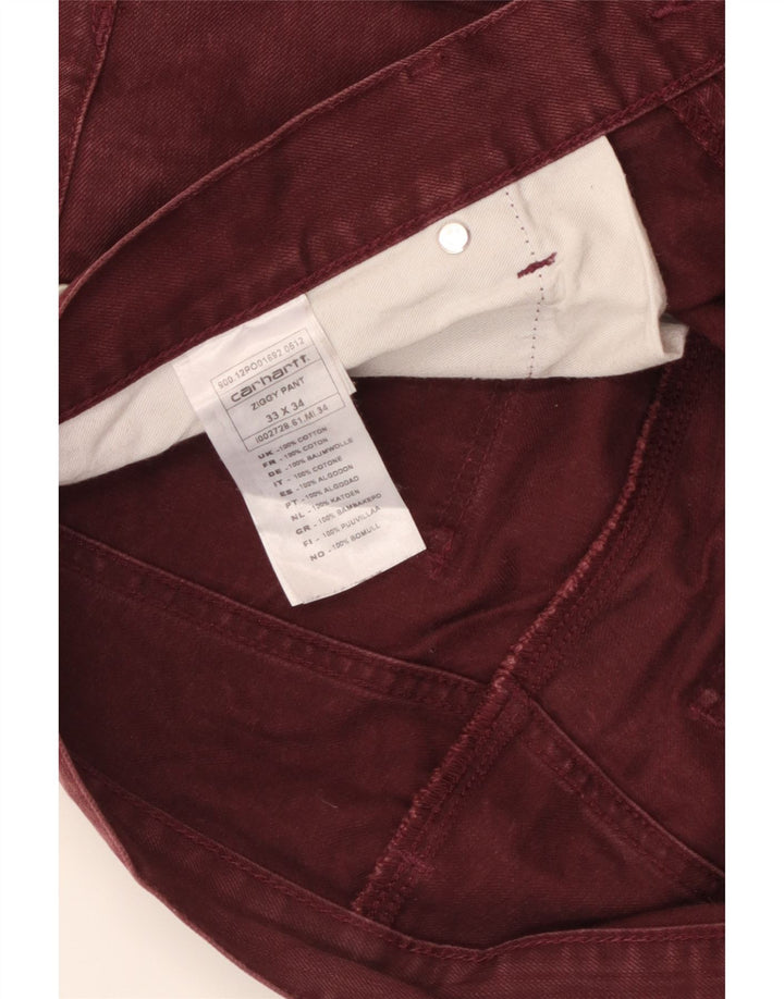 Blugi slim pentru bărbați CARHARTT W33 L34 Burgundy