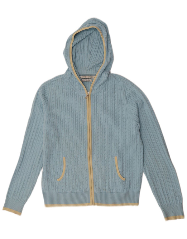 Pulover cardigan cu glugă Tommy Hilfiger pentru femei UK 18 XL Bumbac albastru