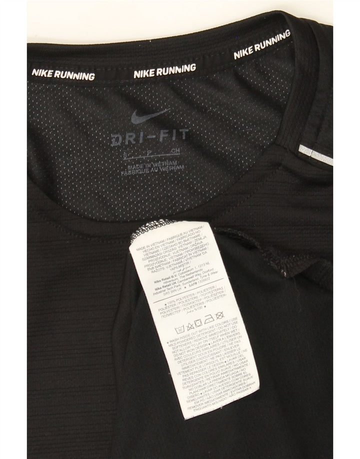 Nike pentru bărbați Dri Fit Top cu mânecă lungă, poliester mic negru cu dungi