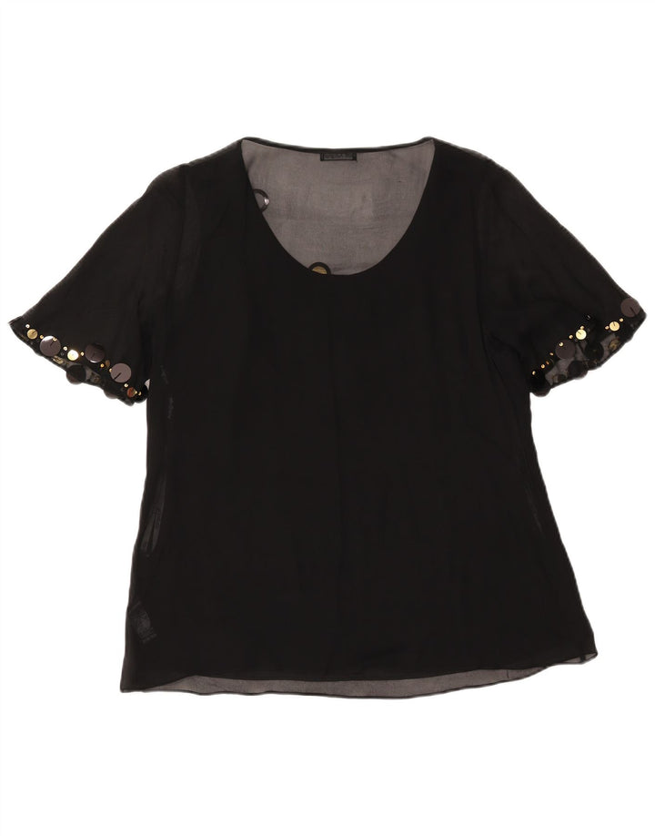 Bluză cu mânecă scurtă pentru femei Marks & Spencer UK 14 Large Black