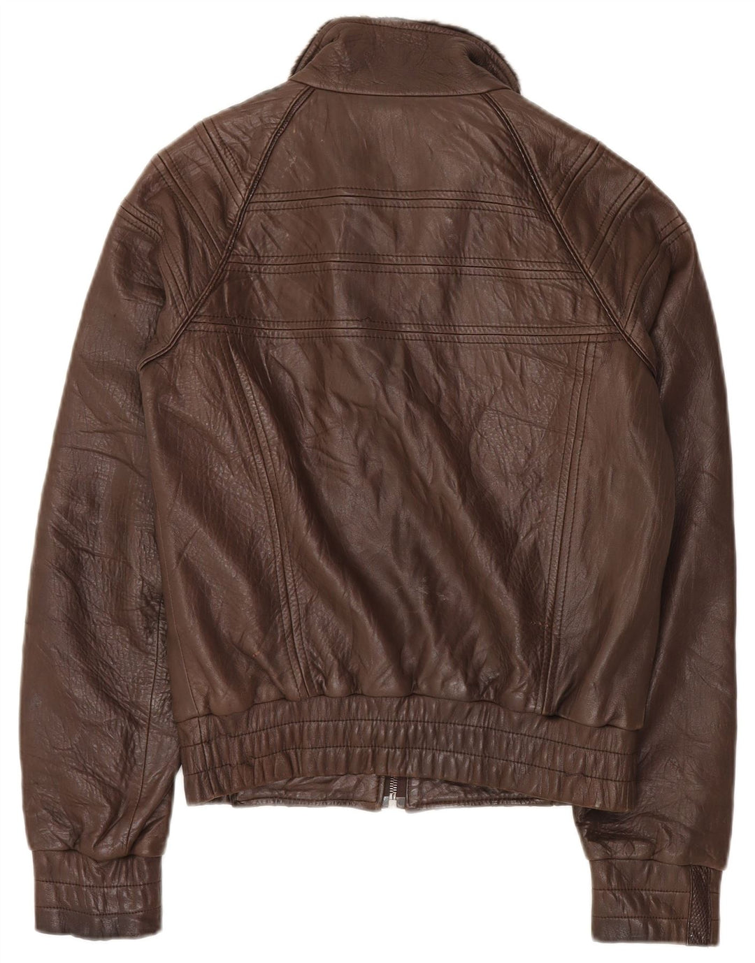 Jachetă de piele pentru femei VINTAGE UK 14 Maro mediu Argyle/Piele diamant