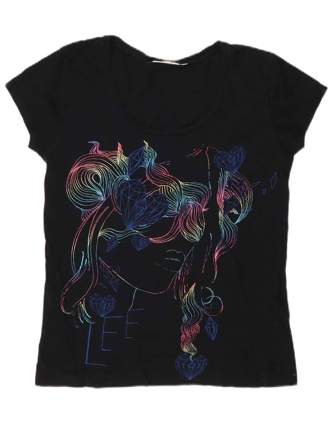Tricou grafic pentru femei Lee Top UK 12 Medium Bleumarin Bumbac