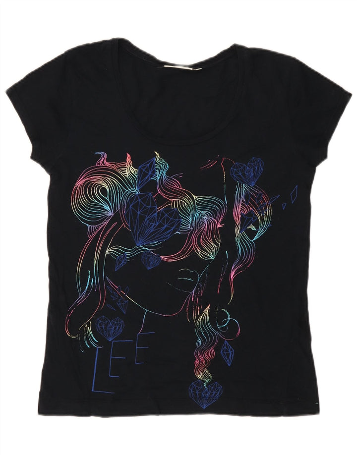 Tricou grafic pentru femei Lee Top UK 12 Medium Bleumarin Bumbac