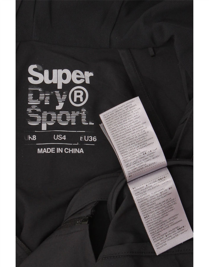 Jachetă de vânt cu glugă Superdry pentru femei UK 8 Poliester negru mic