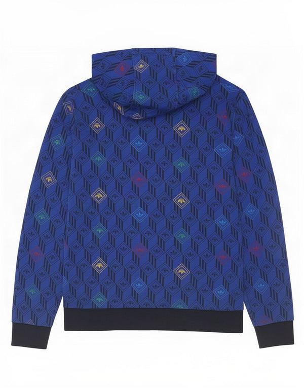 Pulover cu glugă cu grafic pentru băieți Adidas 11-12 ani, bumbac geometric, albastru