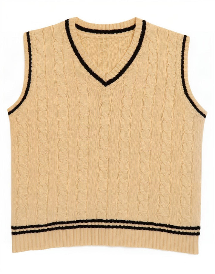 Vestă Vintage pentru bărbați Tank Top mare Bej cu dungi