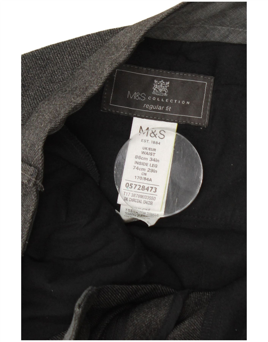 Pantaloni casual pentru bărbați Marks & Spencer, cu ajustare normală, L34 L29, poliester gri