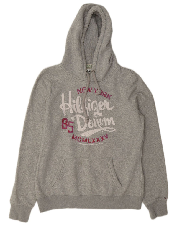 Pulover cu capota cu grafic Tommy Hilfiger pentru femei UK 18 XL bumbac gri