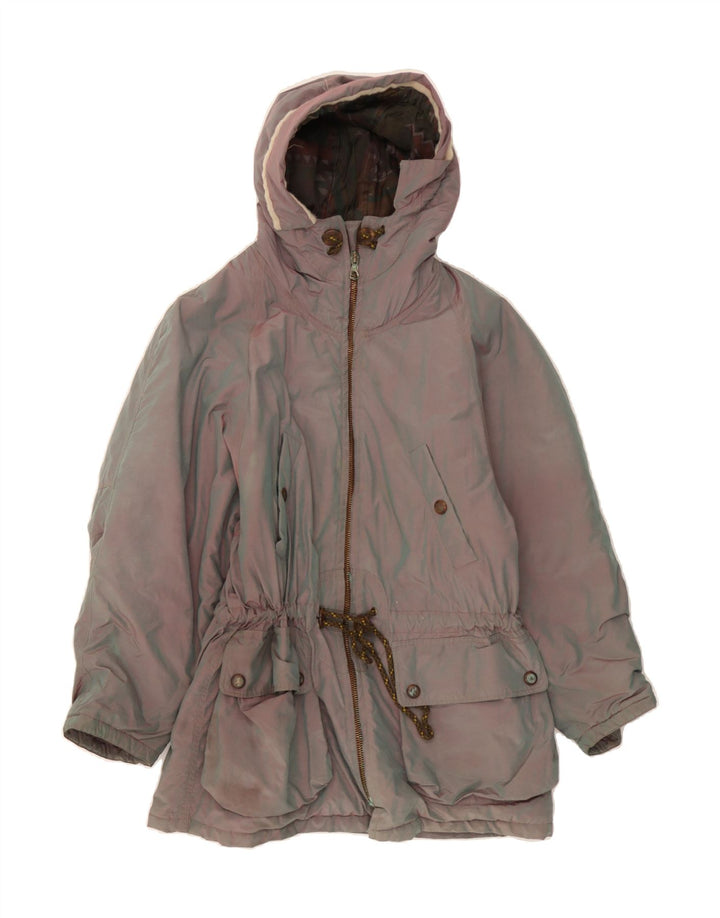 VINTAGE Womens Hooded Windbreaker Jacket UK 14 Medium Grey Vintage Vintage and Second-Hand Vintage from Messina Hembry 