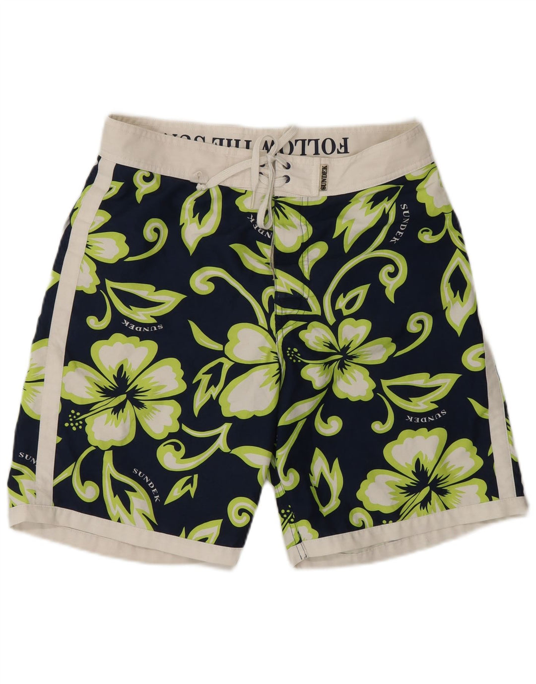 Sundek Pantaloni scurți de înot cu grafică pentru bărbați, medii, albastru, poliester floral