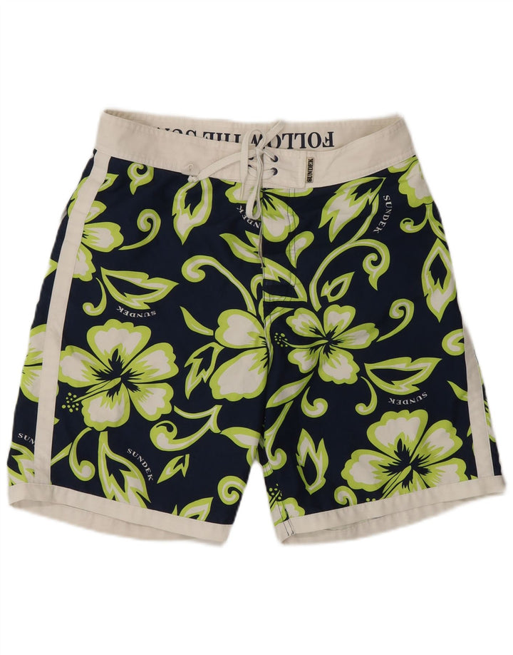 Sundek Pantaloni scurți de înot cu grafică pentru bărbați, medii, albastru, poliester floral