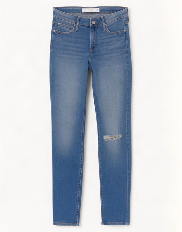 Abercrombie & Fitch Blugi skinny învechiți pentru femei US 6 Medium W28 L27 Albastru