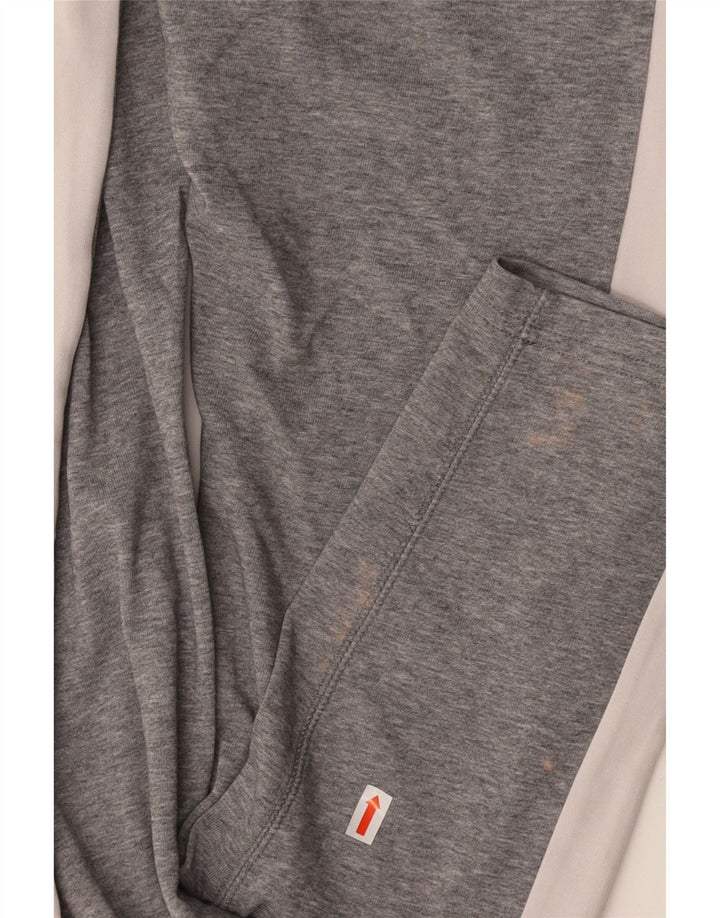 NIKE Womens Graphic Leggings UK 12 Medium  Grey Colourblock Cotton