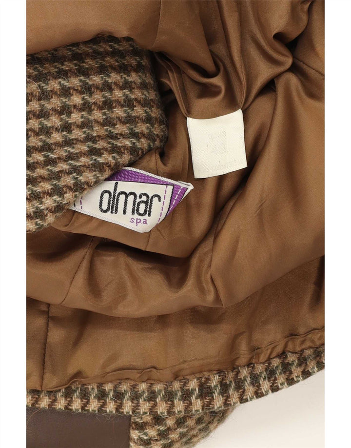 Jachetă vintage pentru femei cu 2 nasturi IT 48 XL Lână maro cu picior de gală