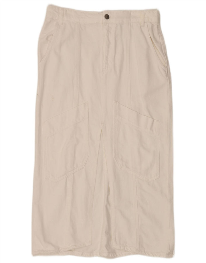 Fusta Midi Denim pentru Damă Zara Medium W30 Bumbac Alb