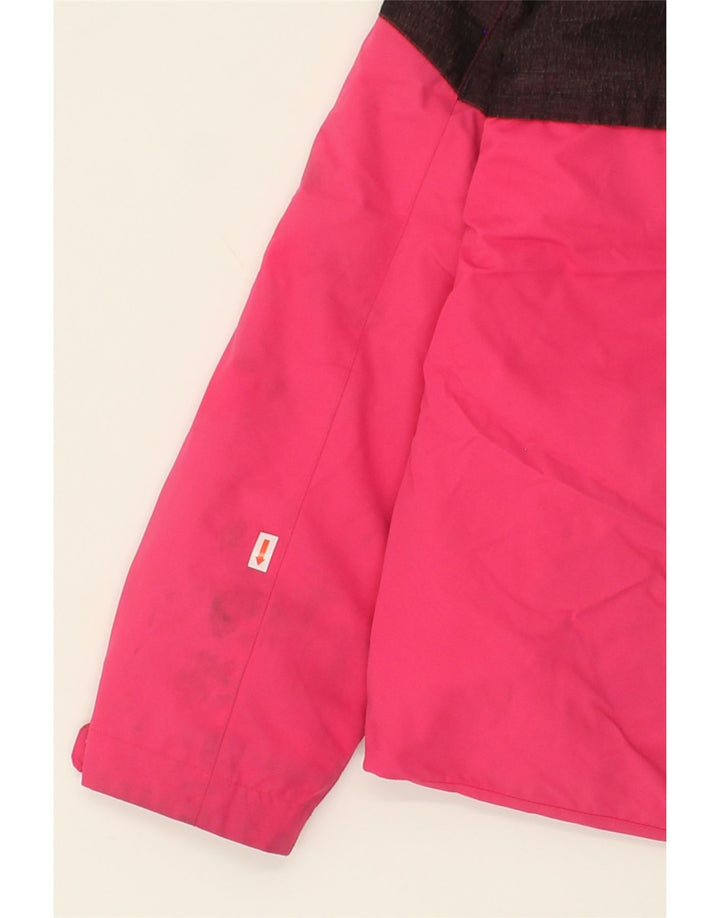 ROXY Girls Hooded Rain Jacket 11-12 Years Large Pink Colourblock Polyester Vintage Roxy and Second-Hand Roxy from Messina Hembry 