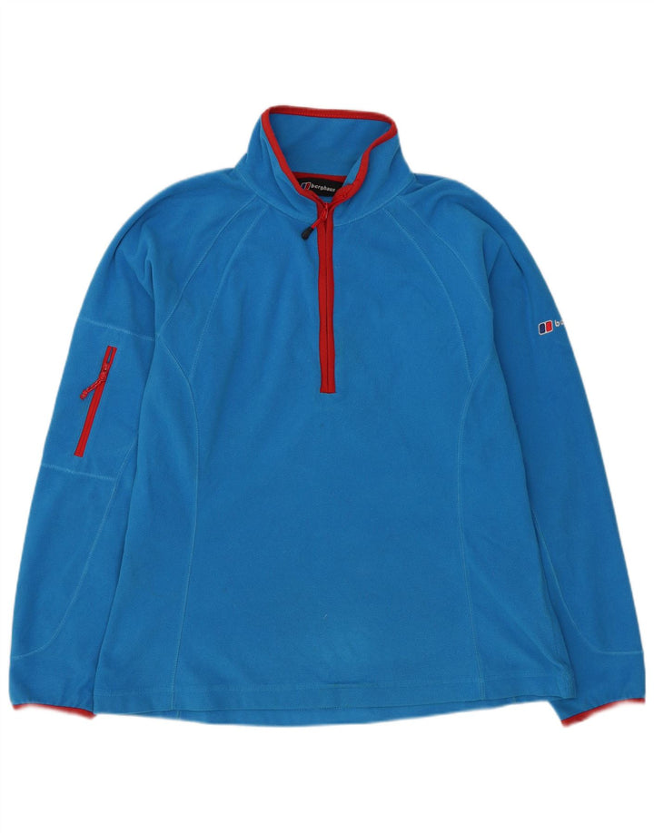 Jumper pentru femei Berghaus, cu fermoar și gât, din lână UK 14, mare, albastru