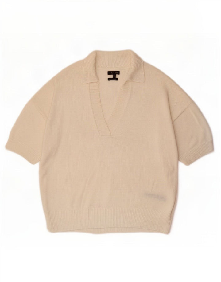 Pulover cu gât polo Massimo Dutti pentru femei UK 16 Large White