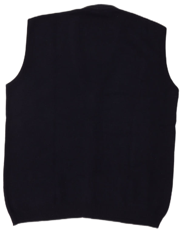 Cardigan fără mâneci pentru bărbați Bernardini, lână cu carouri mari, albastru