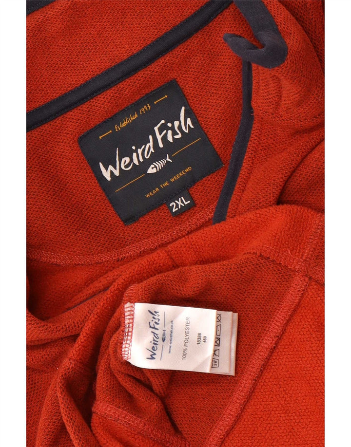 Pulover din lână pentru bărbați Weird Fish, cu fermoar și gât, 2XL maro, poliester color bloc