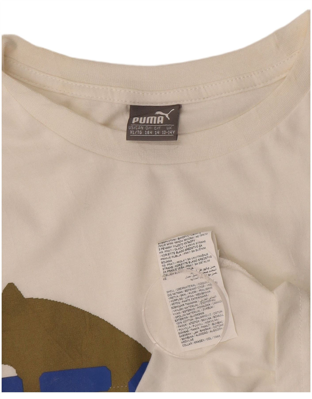 Tricou grafic PUMA pentru băieți Top 13-14 ani Bumbac alb