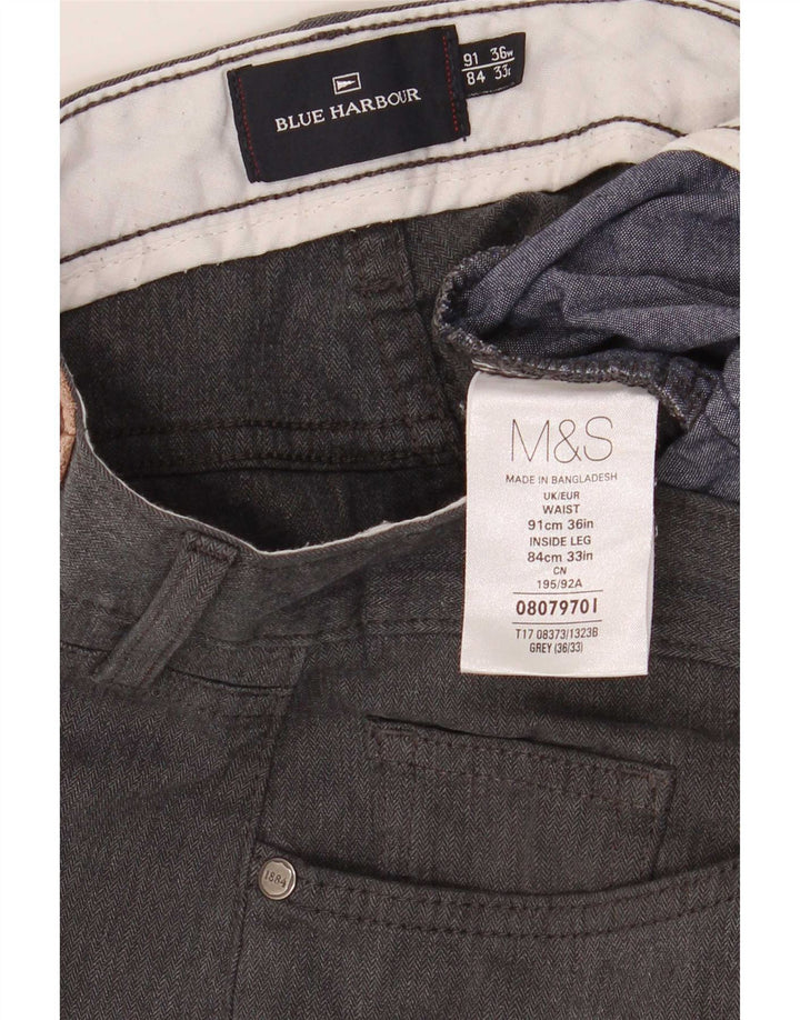 Marks & Spencer Pantaloni casual drepti pentru bărbați Blue Harbour W36 L33 gri