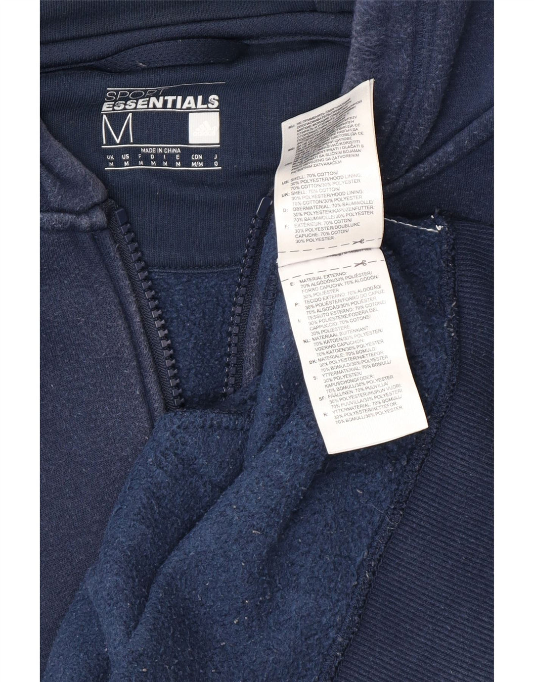 Pulover ADIDAS pentru bărbați, cu fermoar, bumbac, albastru, mediu