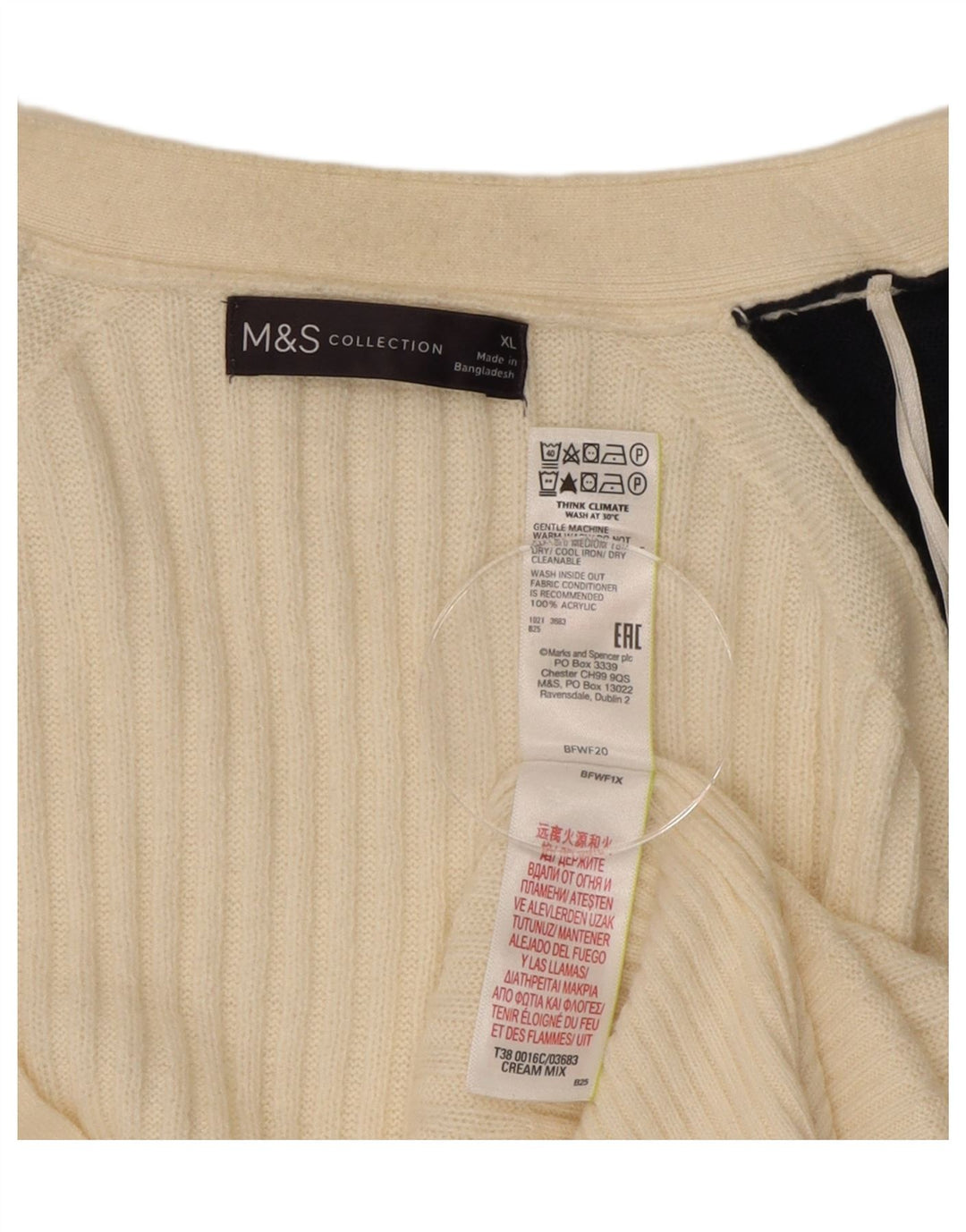Pulover cardigan supradimensionat pentru femei Marks & Spencer UK 18 XL Alb