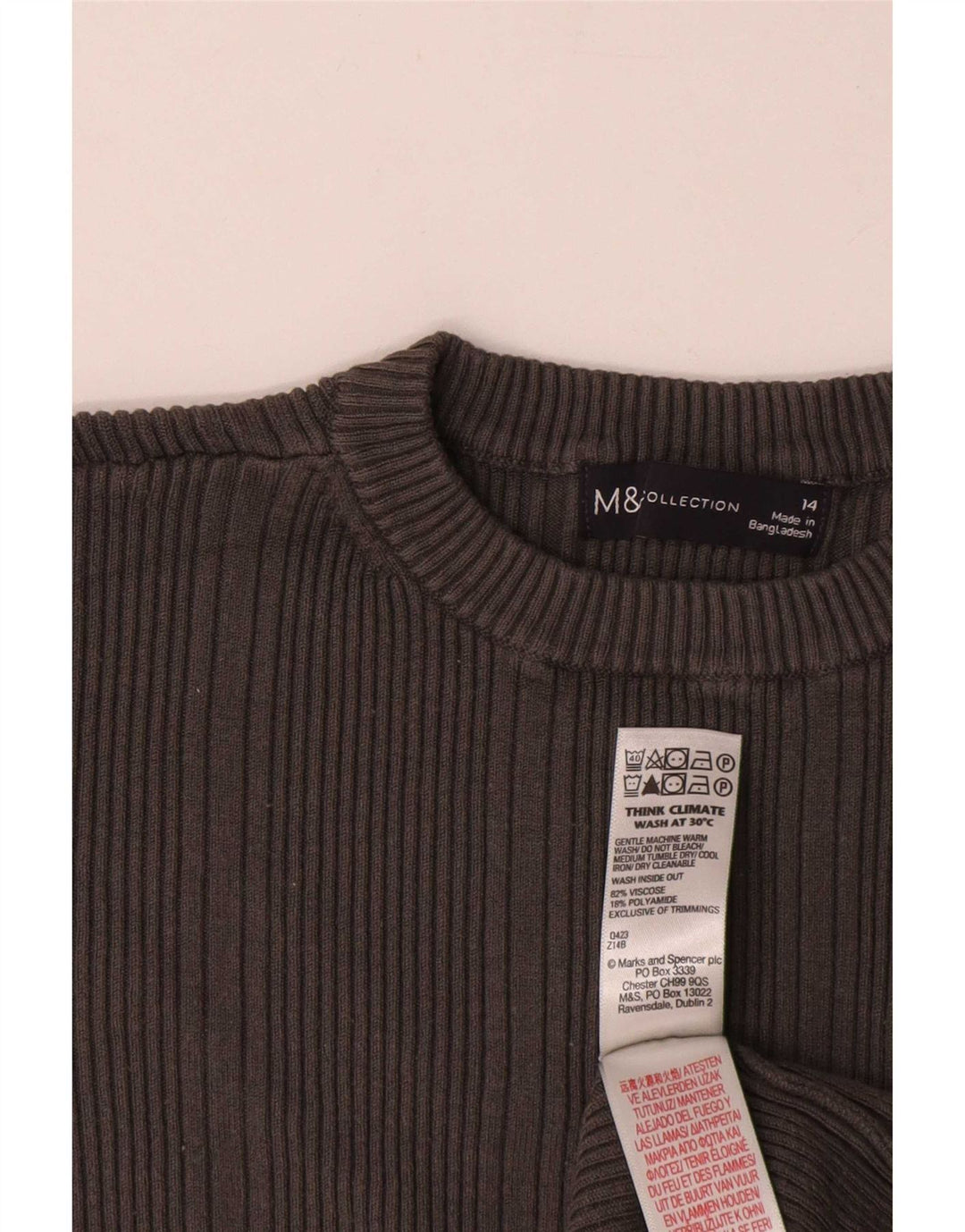 Marks & Spencer Top pentru femei cu mânecă lungă UK 14 Medium Gri Viscose