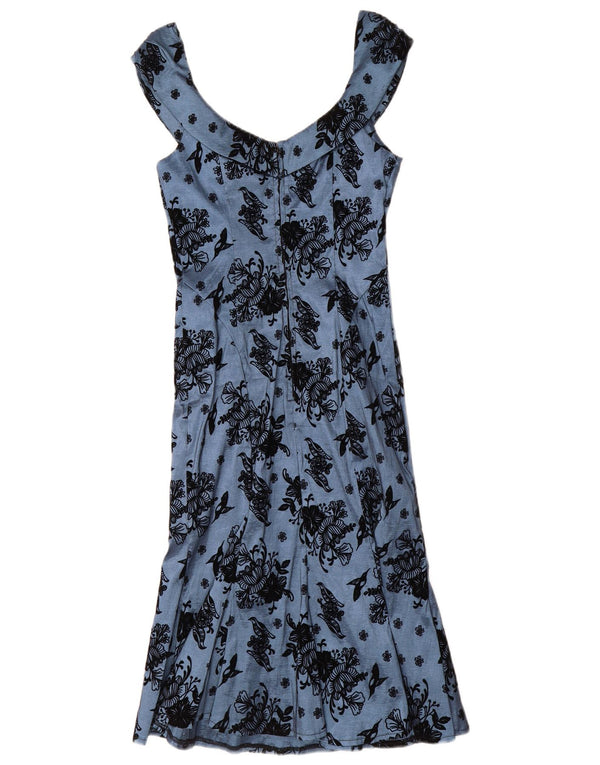 Rochie pentru femei Voodoo Vixen cu umăr dezactivat UK 12 Medium Blue Floral Nylon