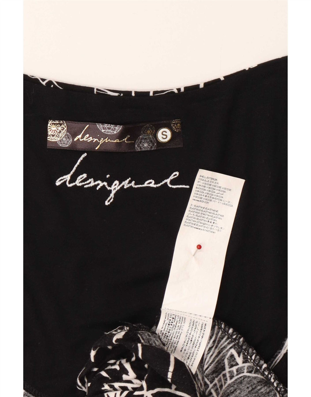 Bluză Desigual Femei Top UK 10 Small Black Floral Viscose