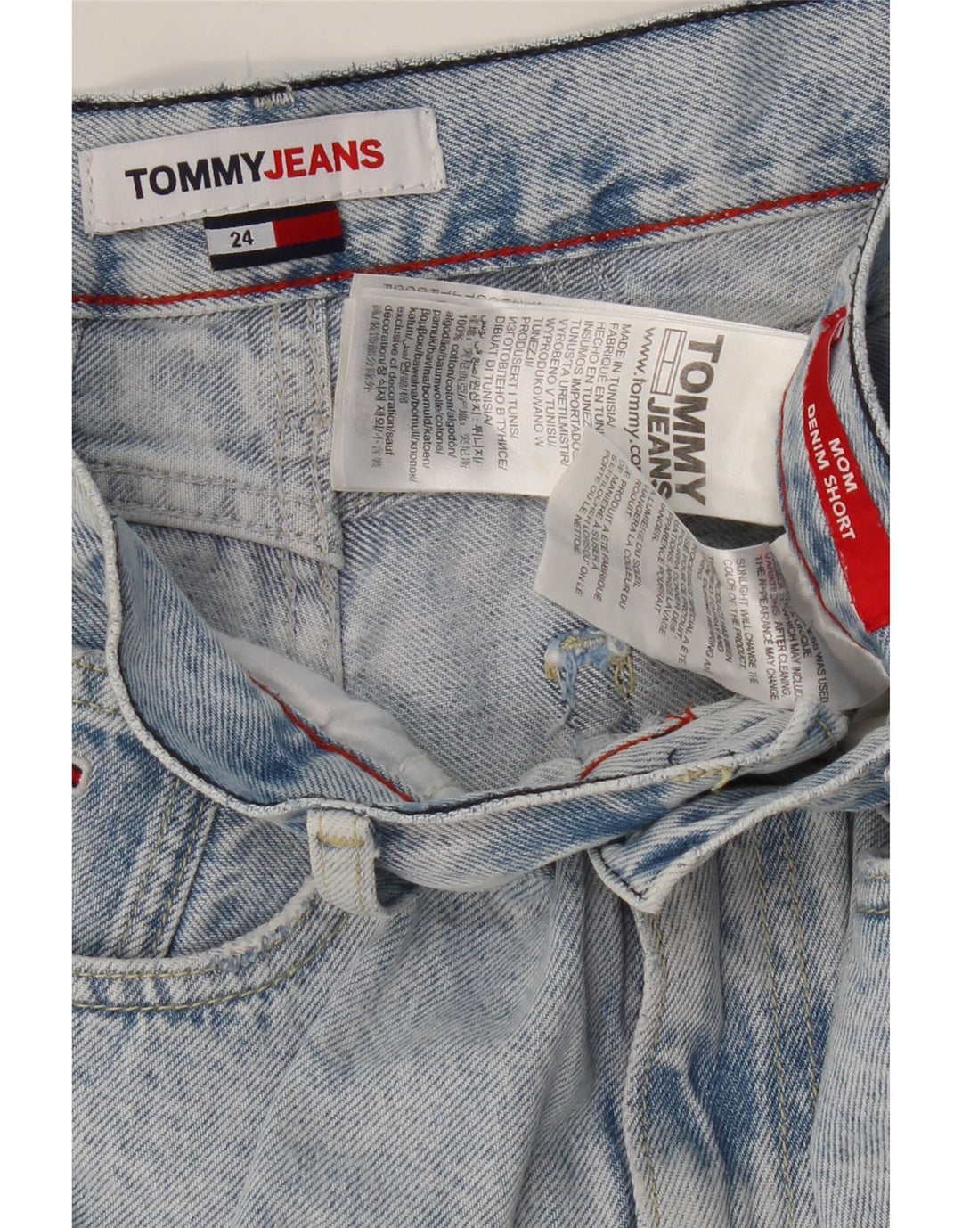 TOMMY HILFIGER Pantaloni scurți din denim cu talie înaltă pentru femei Mom Distressed W24 XS Blue