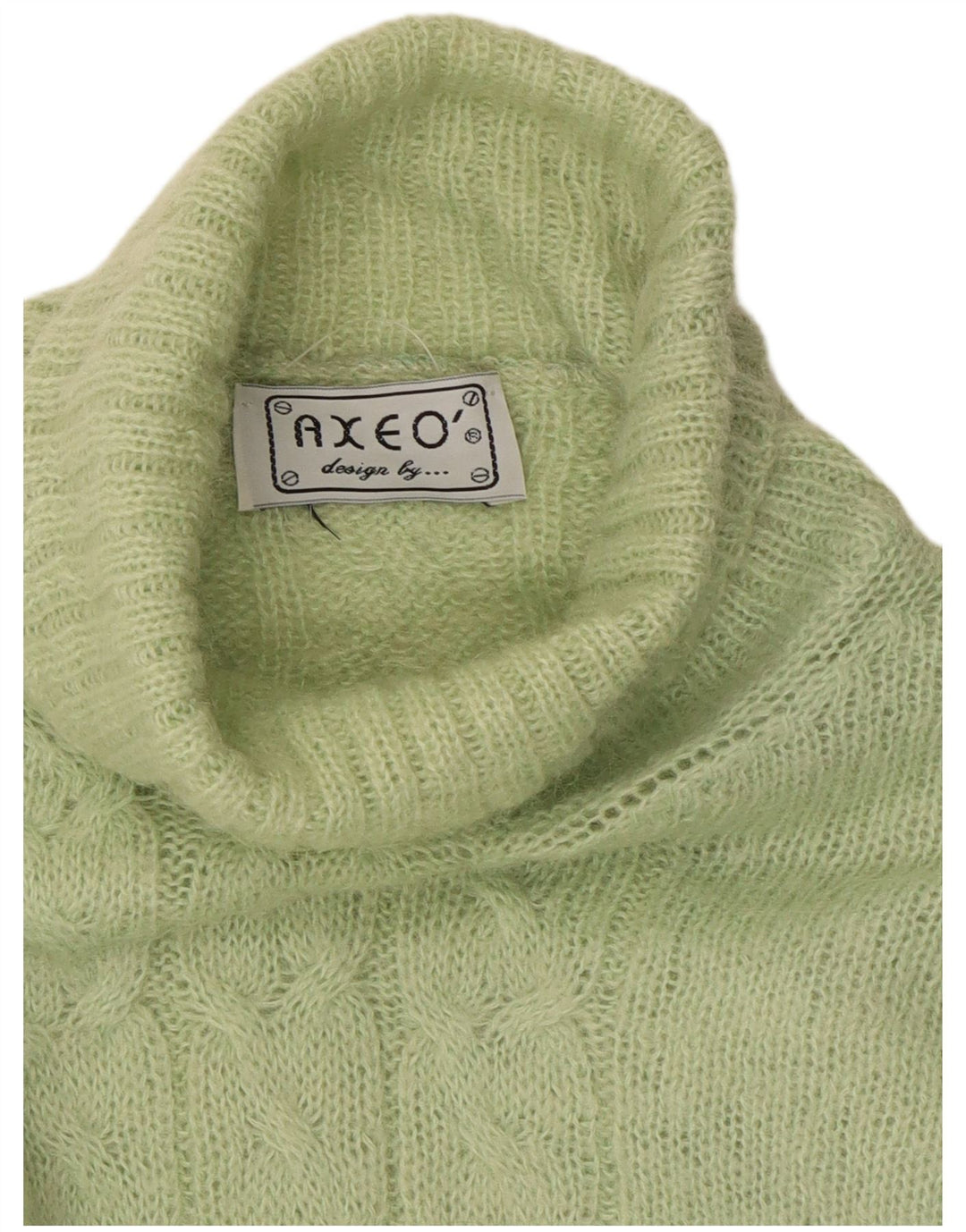 Pulover vintage pentru femei cu gât rulat, pulover UK 14 verde mediu