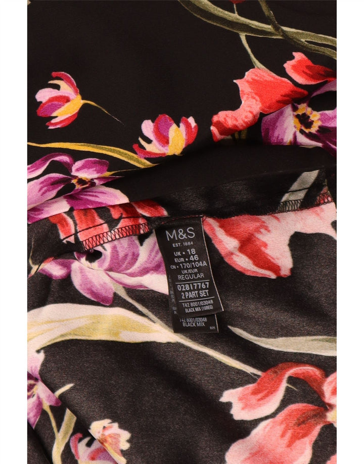MARKS & SPENCER Rochie schimbătoare cu mânecă lungă pentru femei UK 18 XL Negru Floral