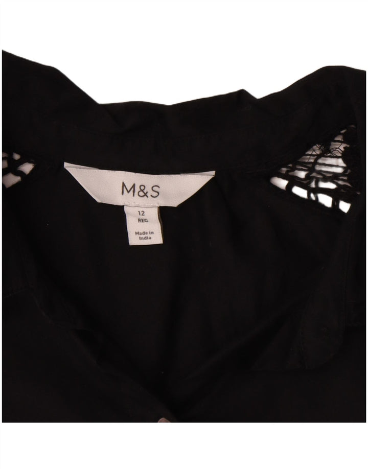 Bluză cămașă pentru femei Marks & Spencer UK 12, bumbac mediu negru