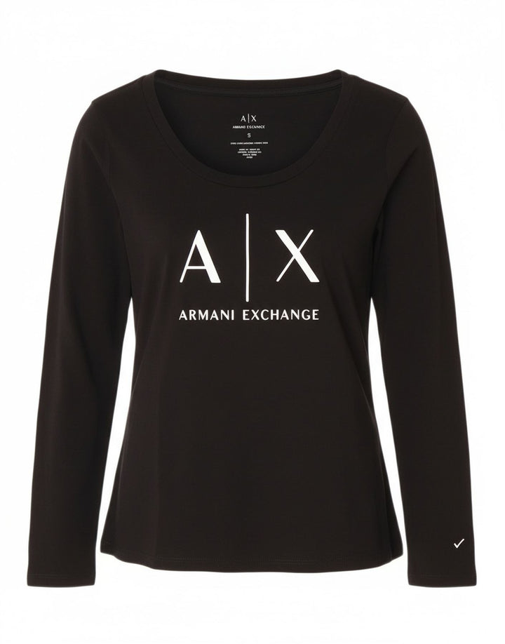 Armani Exchange pentru damă, bluză cu grafică UK 8, logo negru mic
