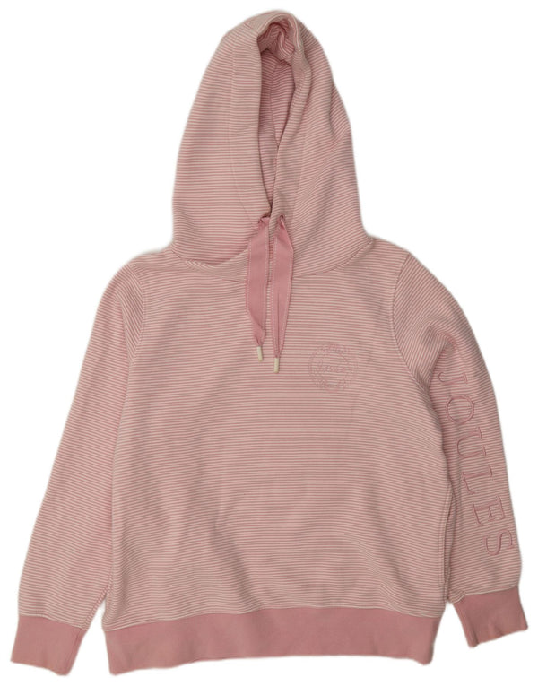 Jumper pentru damă Joules cu hanoră grafică UK 14, bumbac mare, cu dungi roz