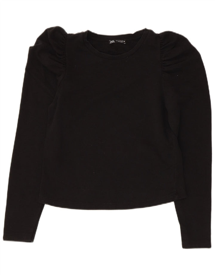 Top femeie Zara cu mânecă lungă UK 8 Small Negru