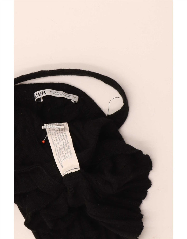 Top Crop Halter pentru Damă Zara UK 8 Small Negru Bumbac