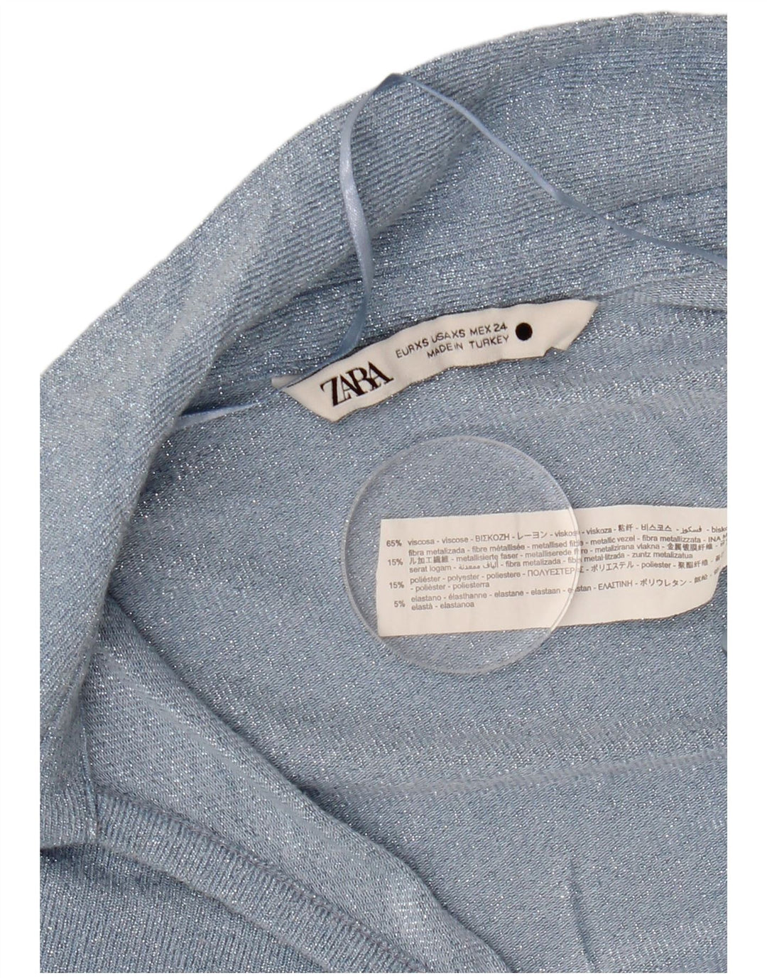 Bluză cu mânecă lungă pentru femei ZARA UK 6 XS Blue Viscose