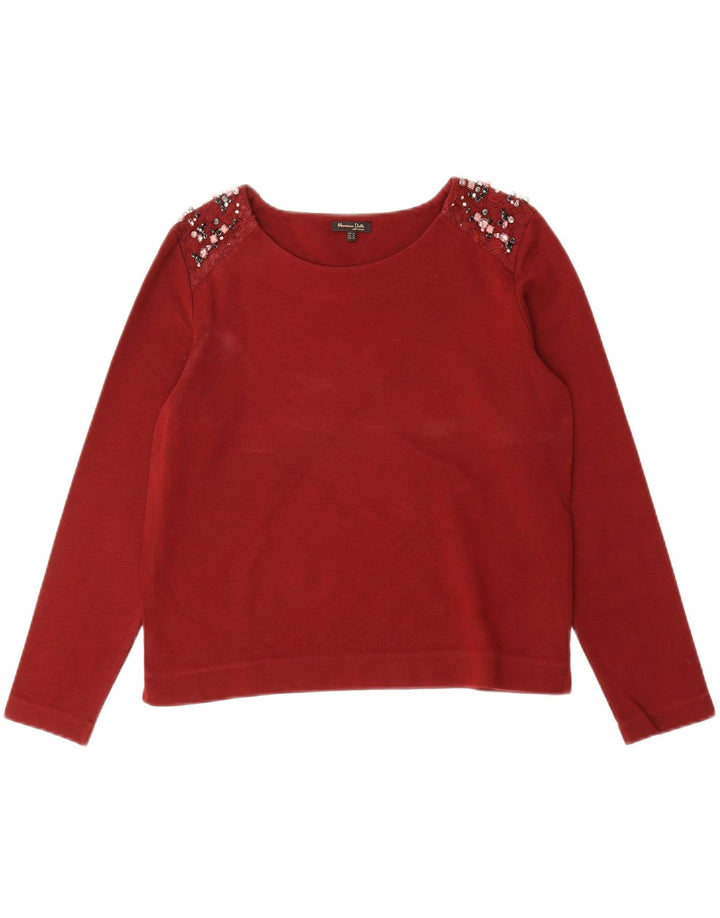 MASSIMO DUTTI Womens Top Long Sleeve UK 14 Medium Burgundy Cotton Vintage Massimo Dutti and Second-Hand Massimo Dutti from Messina Hembry 