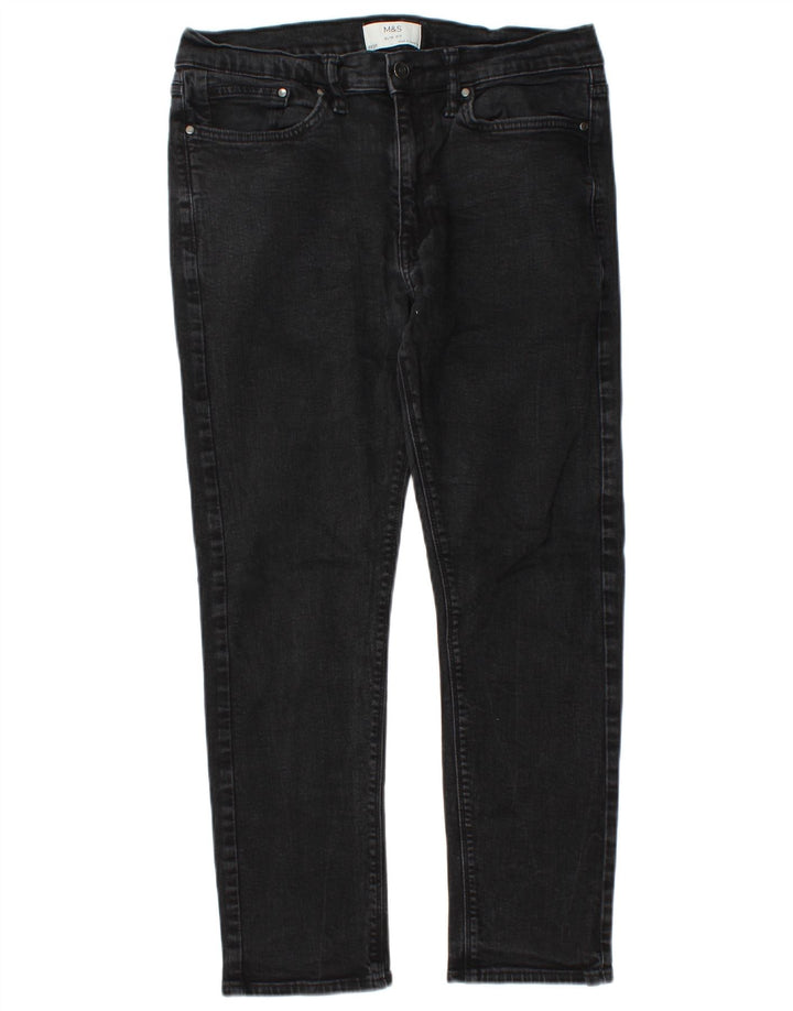 Blugi slim pentru bărbați Marks & Spencer W32 L26 bumbac negru