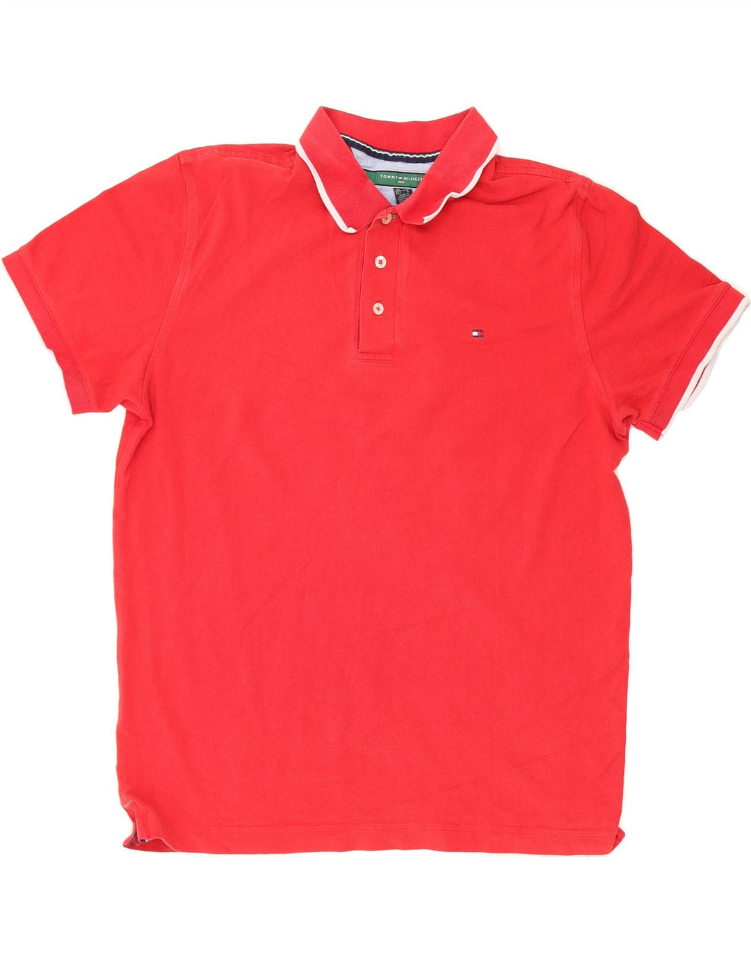 TOMMY HILFIGER Mens Golf Polo Shirt Large Red Vintage Tommy Hilfiger and Second-Hand Tommy Hilfiger from Messina Hembry 
