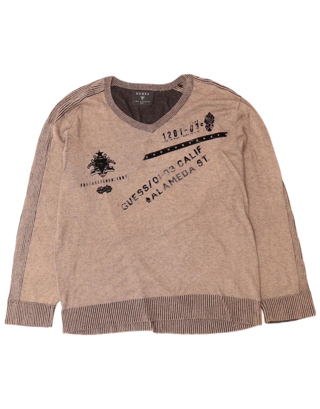 Pulover cu decolteu în V GUESS pentru bărbați, XL, gri