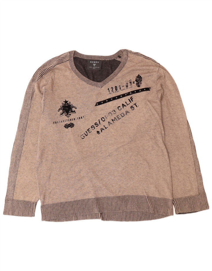 Pulover cu decolteu în V GUESS pentru bărbați, XL, gri