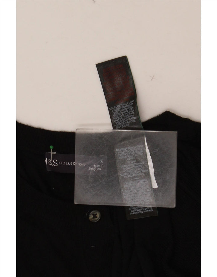 MARKS & SPENCER Pulover cardigan crop pentru femei UK 16 mare, viscoză neagră
