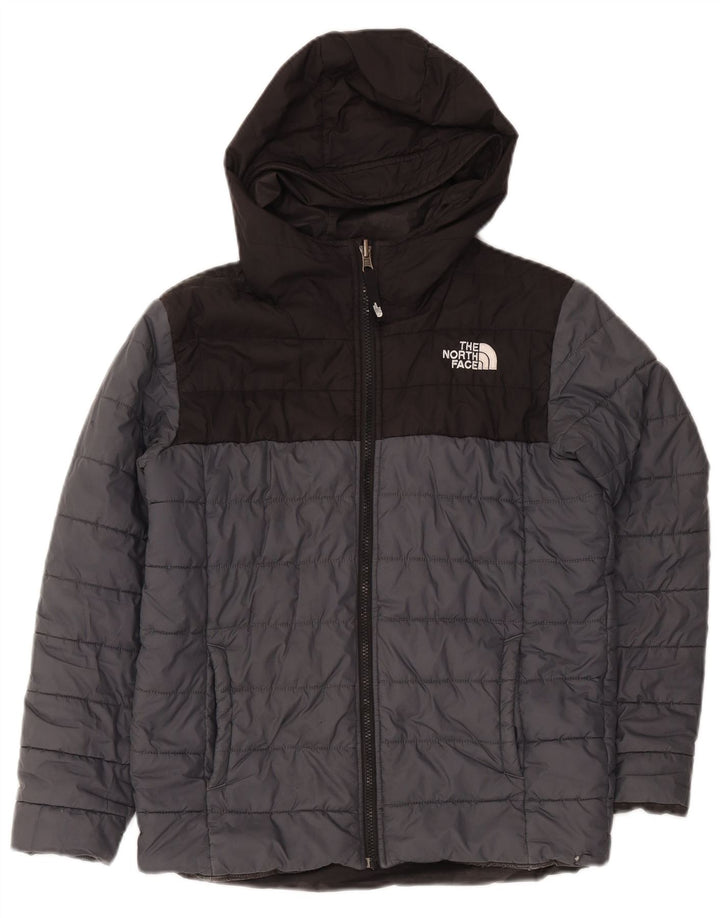 Jachetă căptușită cu glugă The North Face pentru băieți 11-12 ani, gri