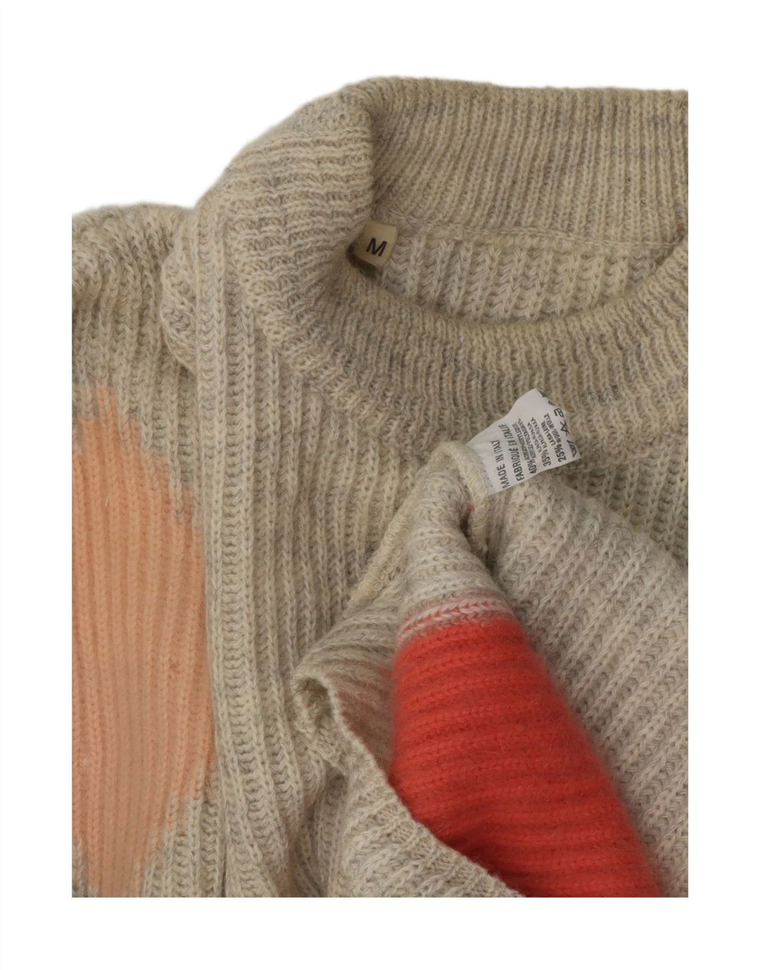 Pulover vintage pentru bărbați cu gât țestoasă, acrilic geometric, gri mediu